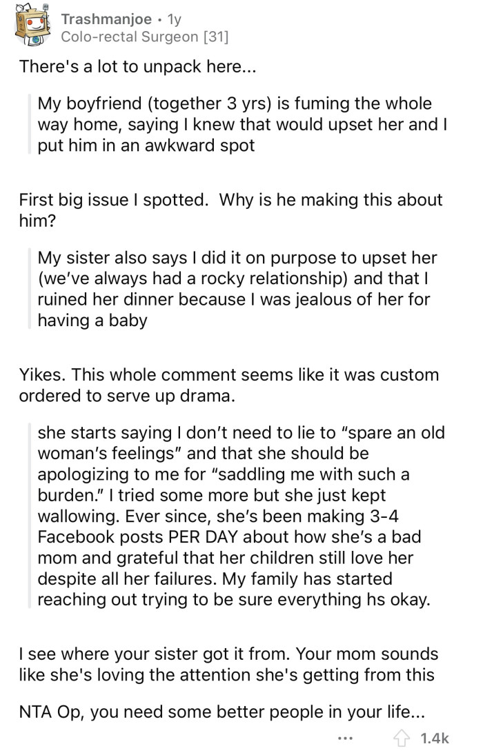 OP's mom seems to be enjoying the attention that came with this ordeal.