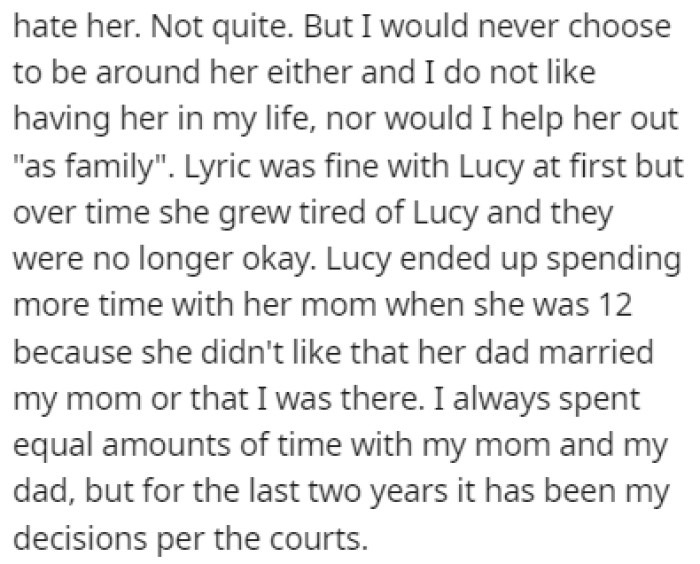 OP never really got along with Lucy