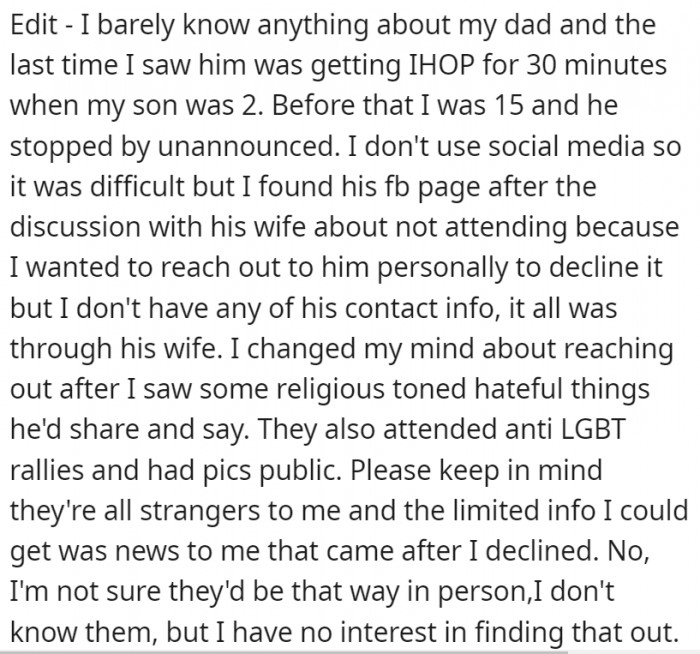 Here's more context to the situation and OP's history with her dad.