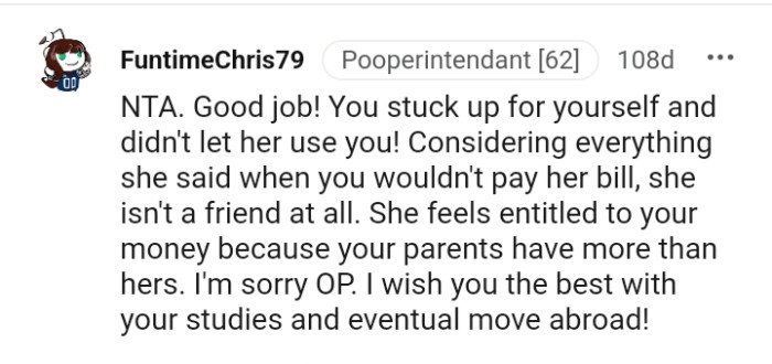 You didn't let her use you