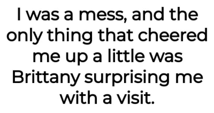 OP became depressed, and it was only Brittany who cheered him up.