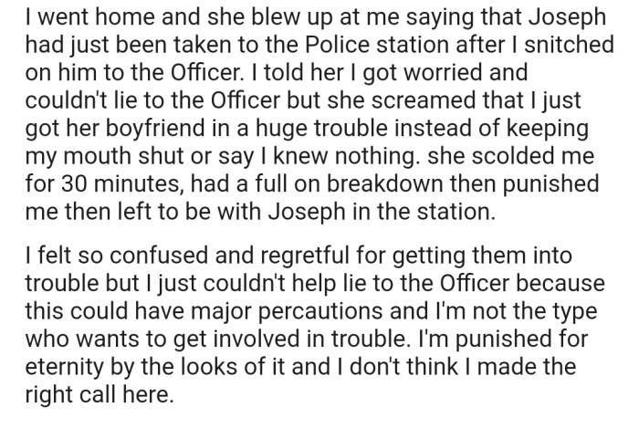 His mom ended up punishing him for not keeping his mouth shut