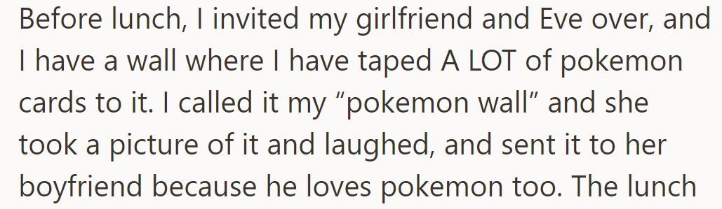 Before lunch, he showed his girlfriend and Eve his 