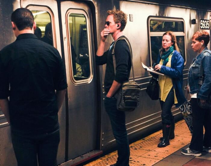 8. Neil Patrick Harris boarding public transport