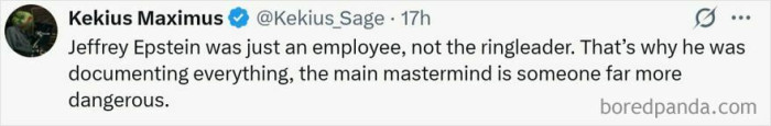 "Do You Think So? Jeffrey Epstein Was Just an Employee, Not the Ringleader. That’s Why He Was Documenting Everything; the Main Mastermind Is Someone Far More Dangerous?"