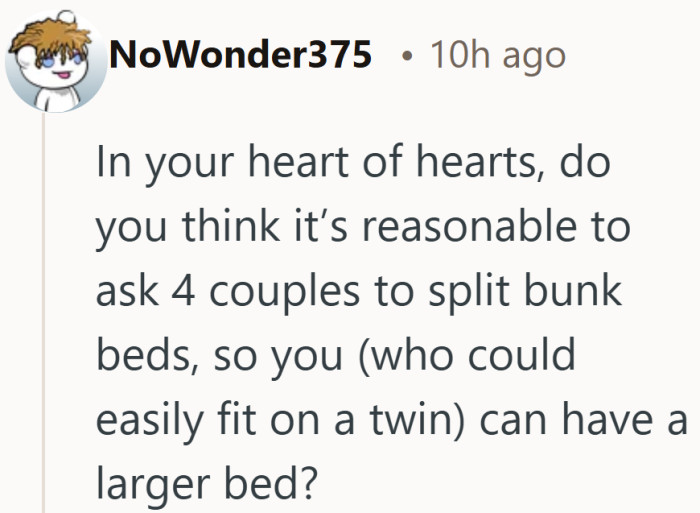 It shifts the focus from fairness to logistics, and that changes the tone.