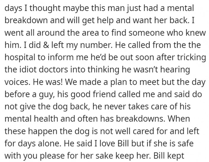 Even the naked man's good friend advised OP to keep the dog