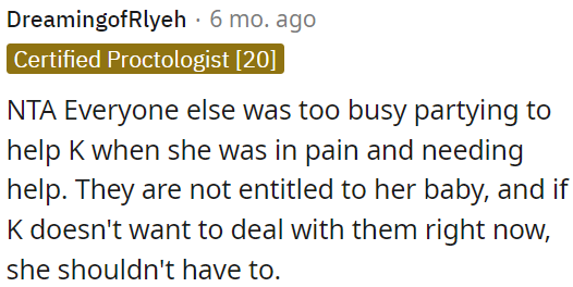 Her family shouldn't feel entitled to her baby.