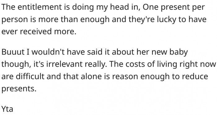 9. One gift per child is enough.