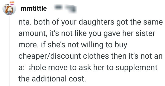 She can supplement the additional cost