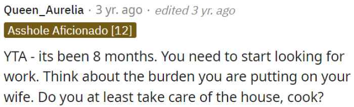 OP needs to start looking for work.