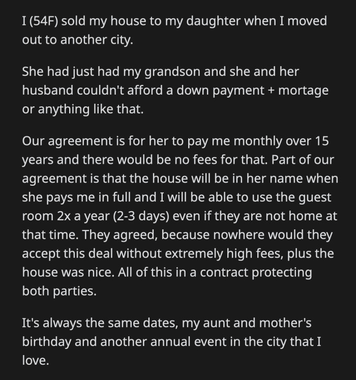 All three kids insisted on having their own rooms. Her daughter said OP can either stay at a hotel or she could sleep on a mattress.