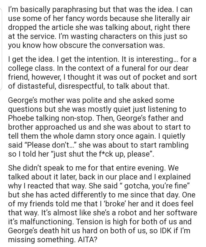 Out of frustration, OP told his fiancée to 