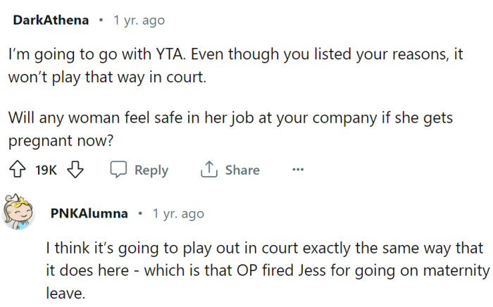 Is OP thinking about what other women in the company would think?