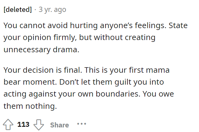 We agree with this as she should just say what she needs to say, especially when it comes to her kid.