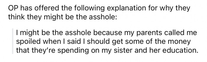 OP thinks she might be the a-hole for the following reason: