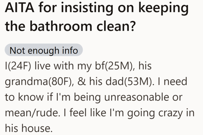 A shared home, one bathroom, and a situation that already feels like it’s spiraling before the details even start.