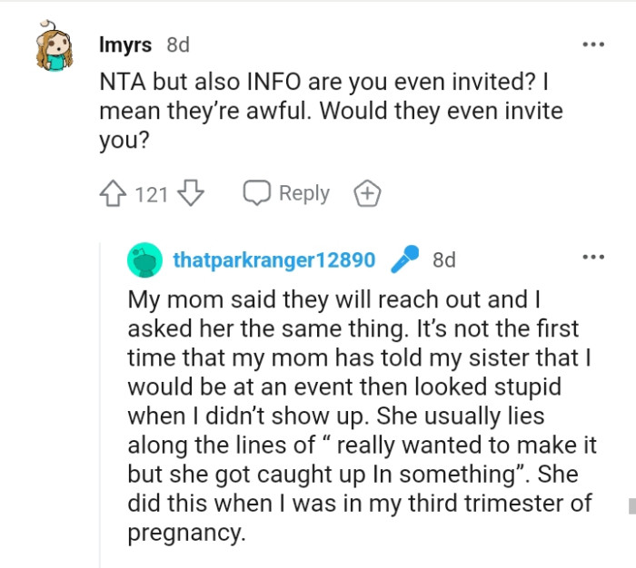 The OP's mom said that they will reach out
