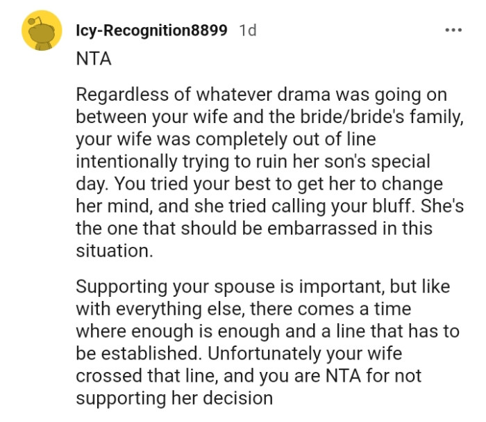 OP tried his best to make her change her mind