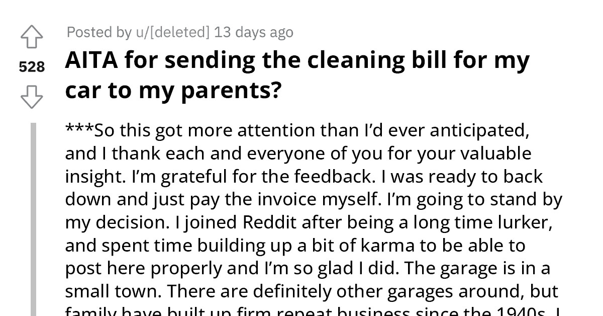 Redditor Finds Oily Handprint On His Car Seat After A Visit To Their Family’s Garage, Requests Reimbursement For Cleaning