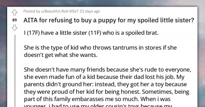 Reddit User Refuses To Buy A Puppy For Her Spoiled Little Sister