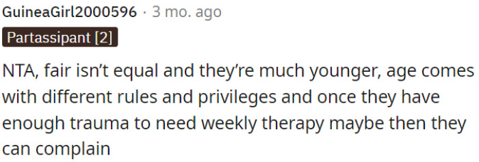 Equality does not always mean fairness, and considering their much younger age, they are subject to different sets of regulations and advantages.