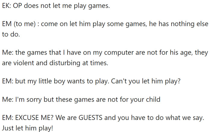 However, the aunt insisted that OP let the child play,