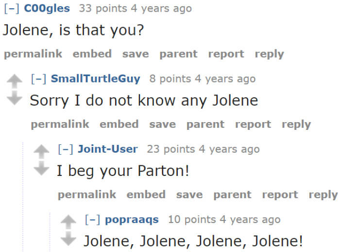 The Bully Roommate vs. Jolene (the Character in Dolly Parton's Song)