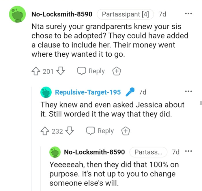 They could have added a clause if they wanted her included