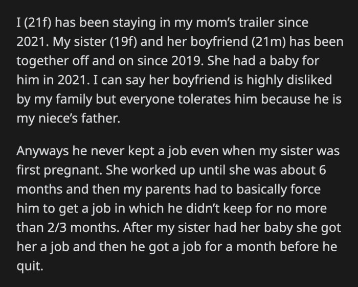 They all agreed that OP's mom, her sister, and her sister's boyfriend would pay for the utilities while OP shoulders the rent