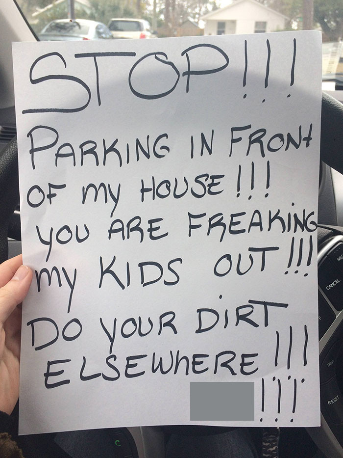 11. This note was left on a car of a social worker who's caring for a disabled neighbor