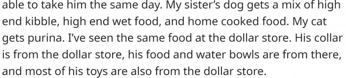 She then lists occasions where her cat was 