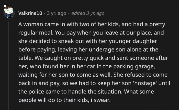 17. We only take Visa or Mastercard. Also, kids.