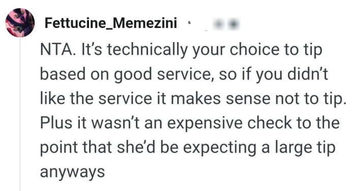 It's the OP's choice to tip or not