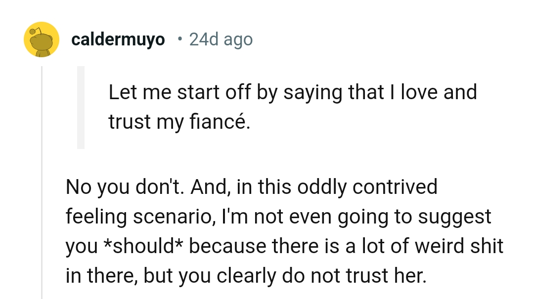 An oddly contrived feeling scenario