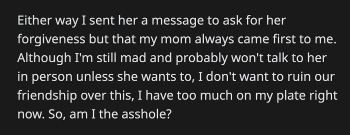 OP apologized to Jane for what happened. She did make it clear that she was only thinking of what was best for her mom at that moment. Did OP overstep by talking to Jane's ex during pressing situation?