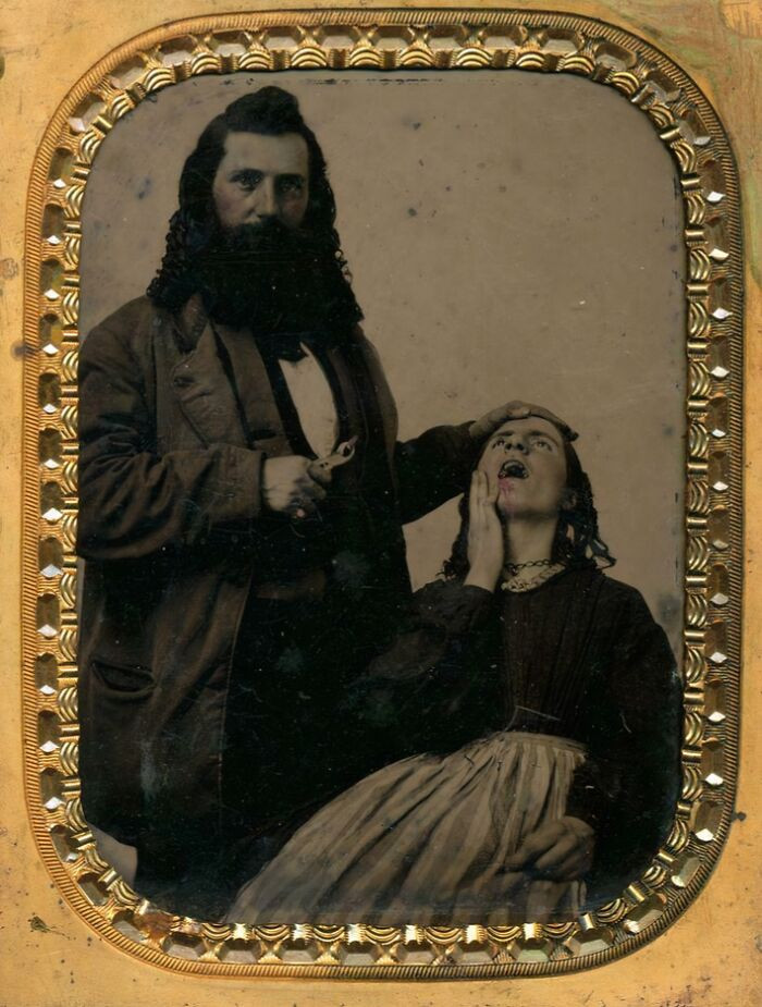"Humorous Image Of A Dentist Pulling A Tooth Out, 1850s. Would You Have Framed This?"