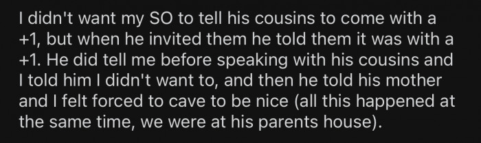 Op felt forced to cave in and invited them to be nice.