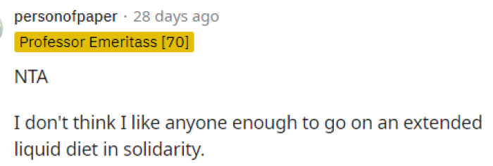 I don't think many of us would willingly do this, so letting him have some solid foods was definitely beneficial for him.