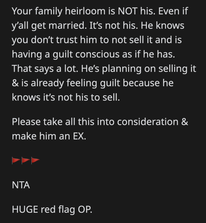 Even if they do get married, he is not entitled to her inheritance.