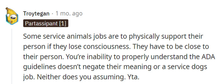 Her attempt at interpreting ADA guidelines was a bit 