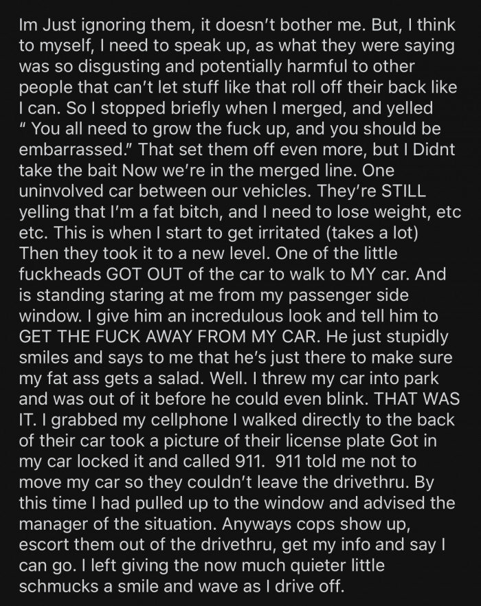 OP initially ignored them but felt the urge to say something about it afterward.