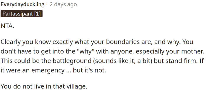 OP knows her boundaries, which is a good thing