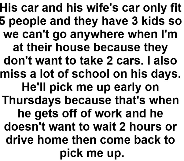 This is when she starts talking about the details of their car situation, which is one big reason she doesn't want to go there.