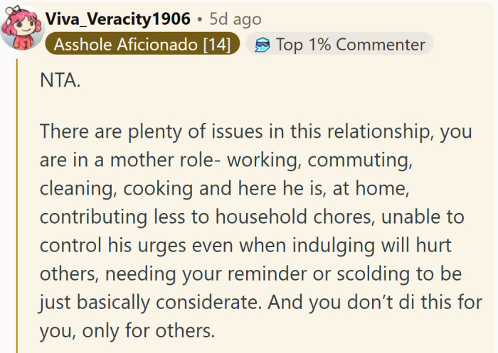 She’s not asking for control, just partnership—and maybe a little gratitude in return.