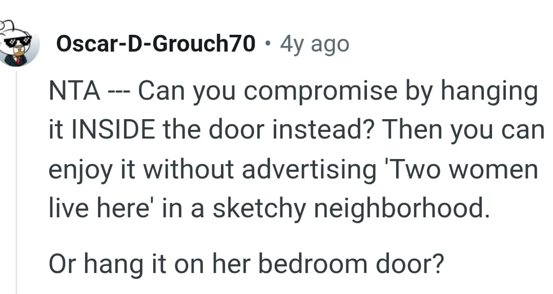 Hanging inside the door