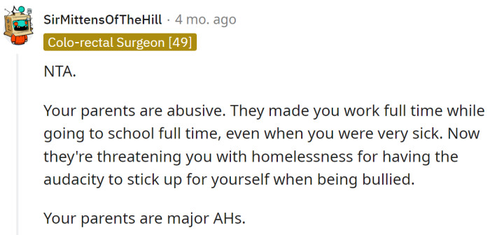 Her parents are abusive