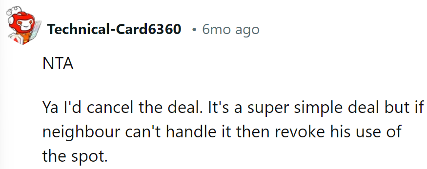 Deal's off, simple as that. Can't handle it, can't park it.