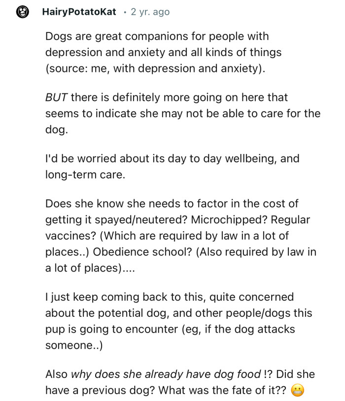 “There Is Definitely More Going on Here That Seems to Indicate She May Not Be Able to Care for the Dog.”