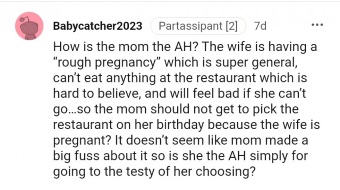 Doesn't seem like the OP's mum made a fuss about it